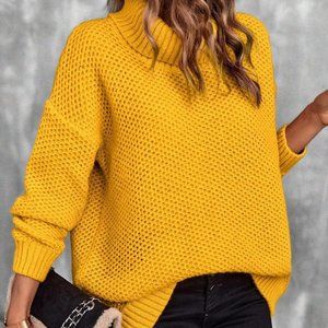 Yellow Preppy Womens turtleneck Sweater